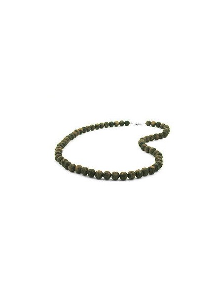 necklace baroque beads 10mm olive-green marbled