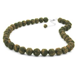 necklace baroque beads 12mm green-olive 50cm