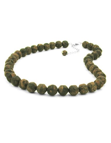 necklace baroque beads 12mm green-olive 50cm