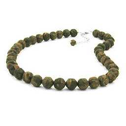 necklace baroque beads 12mm green-olive 50cm