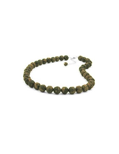 necklace baroque beads 12mm green-olive 50cm