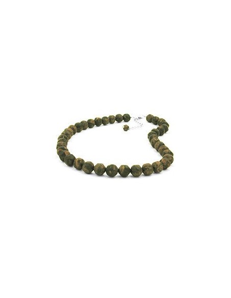 necklace baroque beads 12mm green-olive 50cm