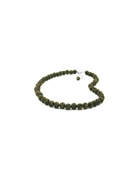 necklace baroque beads 10mm olive-green marbled