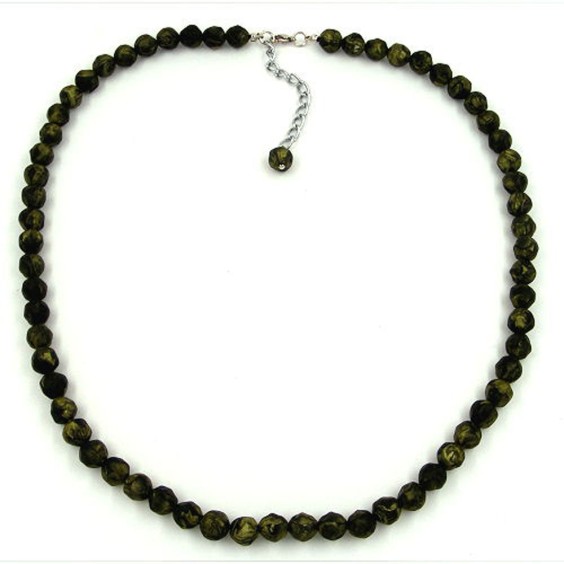 necklace baroque beads green-olive 45cm