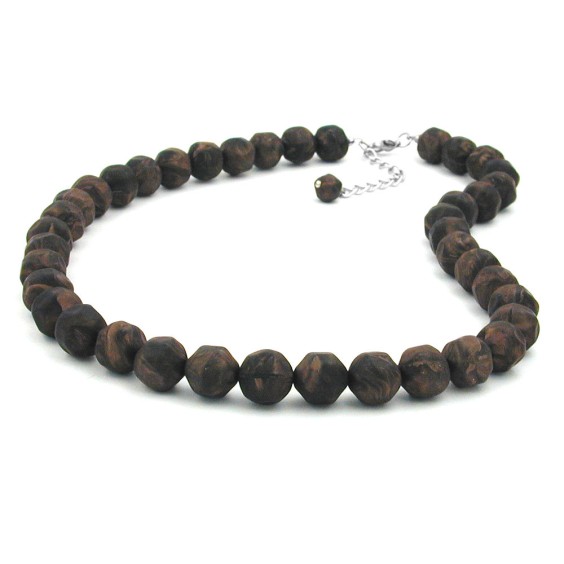 necklace baroque beads 12mm brown 50cm