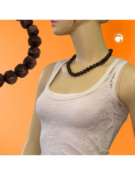 necklace baroque beads 12mm brown 50cm