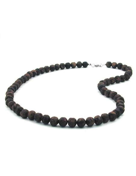 necklace baroque beads 10mm brown marbled
