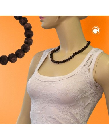 necklace baroque beads 10mm brown marbled