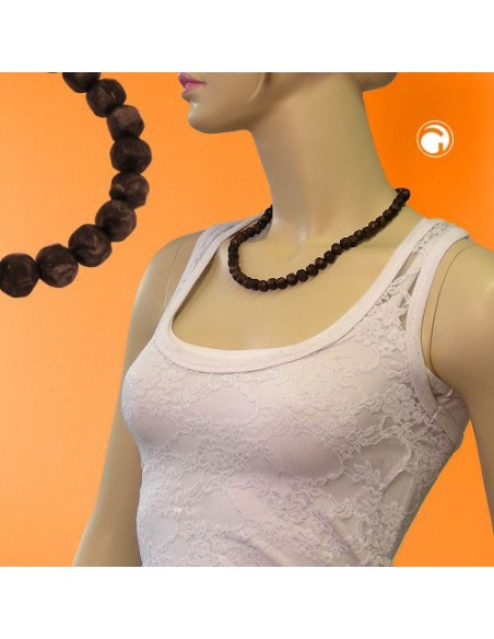 necklace baroque beads 10mm brown marbled