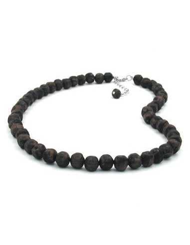 necklace baroque beads 10mm brown marbled