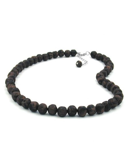 necklace baroque beads 10mm brown marbled