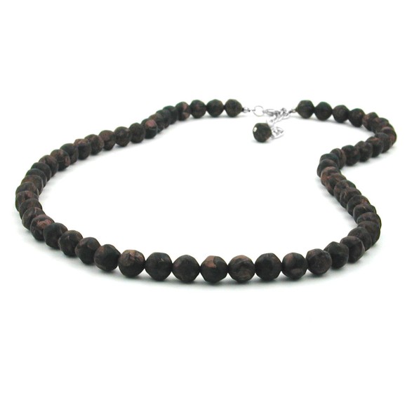 necklace baroque beads 8mm brown marbled