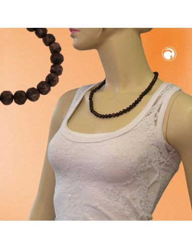 necklace baroque beads 8mm brown marbled