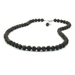 necklace baroque beads 8mm brown marbled