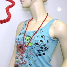 necklace beads 6mm red shiny 80cm