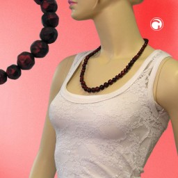 necklace baroque beads red/ black marbled