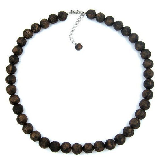 necklace baroque beads 8mm brown marbled