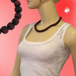 necklace baroque beads 12mm red-black 50cm