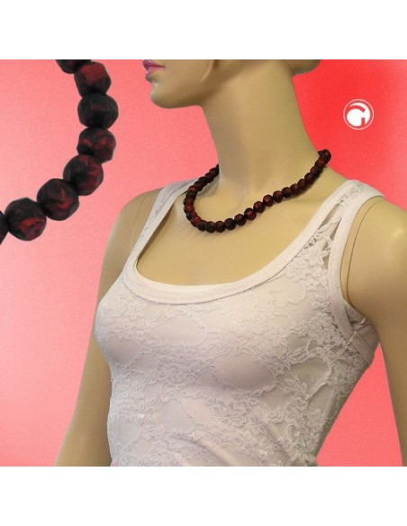 necklace baroque beads 12mm red-black 50cm