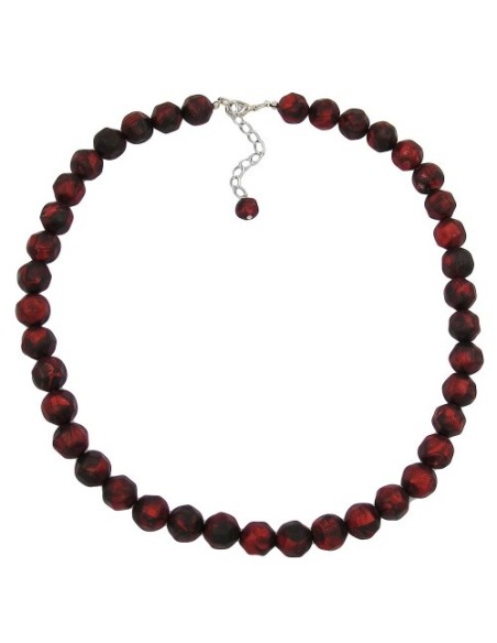 necklace baroque beads 12mm red-black 50cm