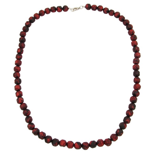 necklace baroque beads 10mm red/black marbled