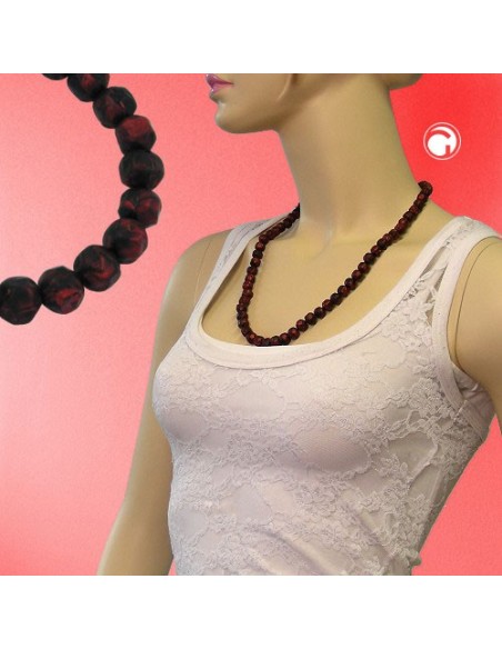 necklace baroque beads 10mm red/black marbled