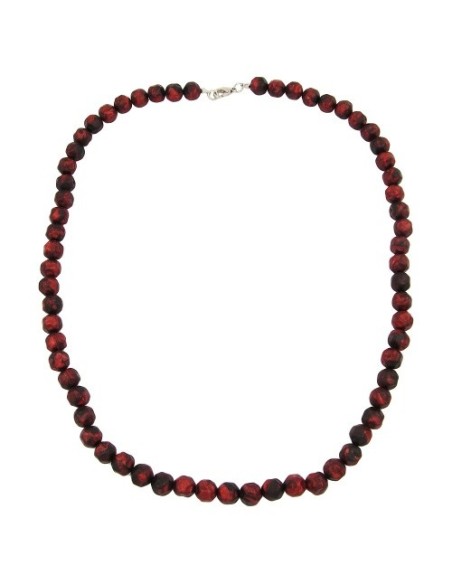 necklace baroque beads 10mm red/black marbled