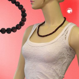 necklace baroque beads 8mm red-black 55cm