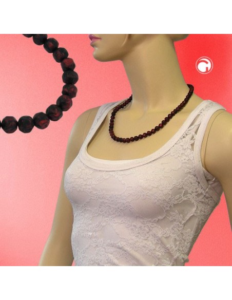 necklace baroque beads 8mm red-black 55cm