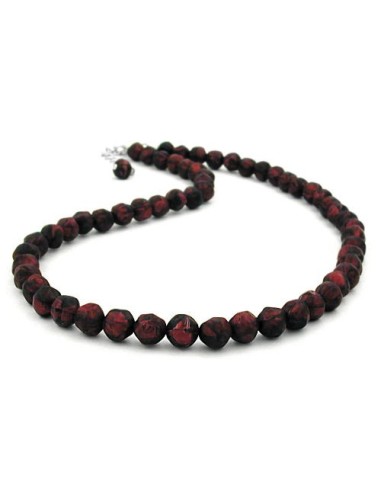 necklace baroque beads 8mm red-black 55cm