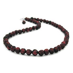 necklace baroque beads 8mm red-black 55cm