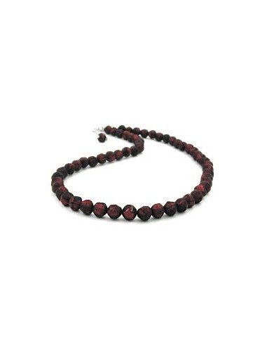 necklace baroque beads 8mm red-black 55cm