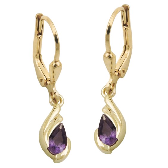 leverback earrings amethyst 9k gold