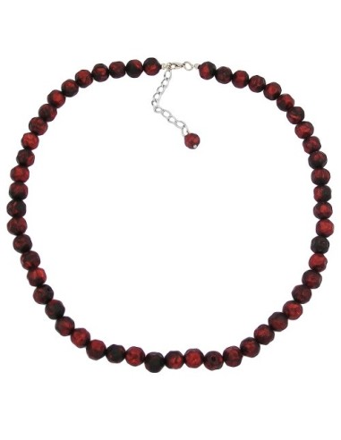 necklace baroque beads 10mm red/black marbled