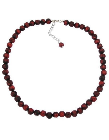 necklace baroque beads 10mm red/black marbled