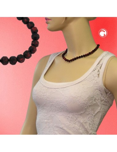 necklace baroque beads 8mm red-black 45cm