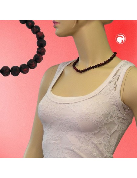 necklace baroque beads 8mm red-black 45cm