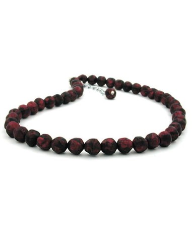 necklace baroque beads 8mm red-black 45cm