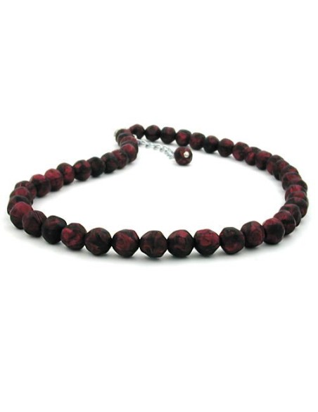 necklace baroque beads 8mm red-black 45cm