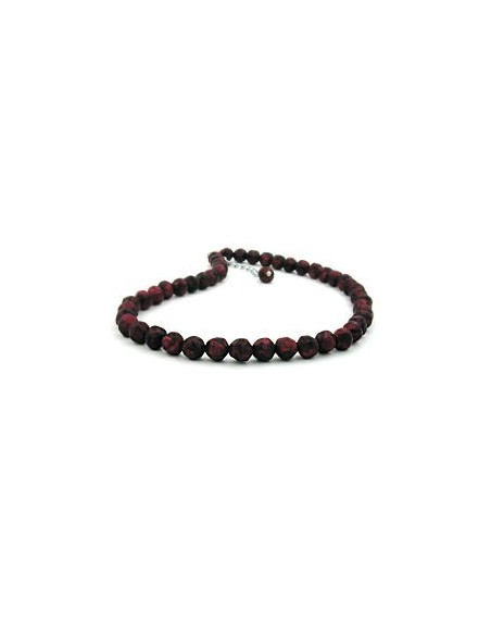 necklace baroque beads 8mm red-black 45cm