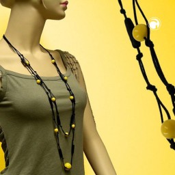 necklace 2 rows yellow/ black