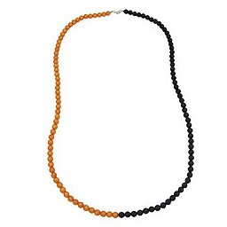 necklace beads 8mm orange-black 90cm