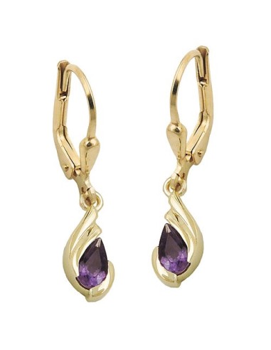 leverback earrings amethyst 9k gold