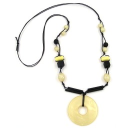 necklace round yellow-silk-black 95cm