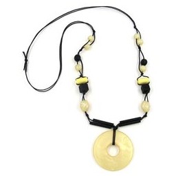 necklace round yellow-silk-black 95cm