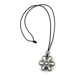 necklace antique silver flower black