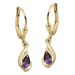 leverback earrings amethyst 9k gold