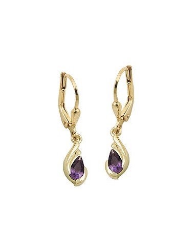 leverback earrings amethyst 9k gold