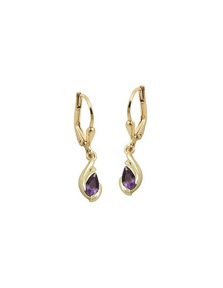 leverback earrings amethyst 9k gold