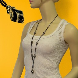 necklace designer beads black/gold-coloured